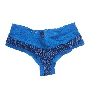 PINK Victoria's Secret Animal Print Panties Small Blue Zebra